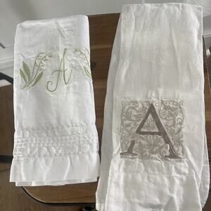 Arte Italica Crown Linen Designs Linen Monogram “A” Hand Towel, Set Of 2